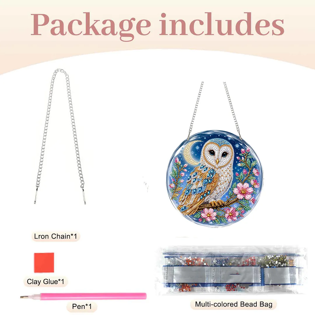 Diamond Painting Kit Moon Owl Sun Ornament for Adults 7.87x7.87in