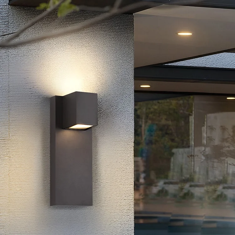 Square Waterproof LED Up and Down Lights Modern Outdoor Wall Lamp Wall Sconce Lighting - Appledas