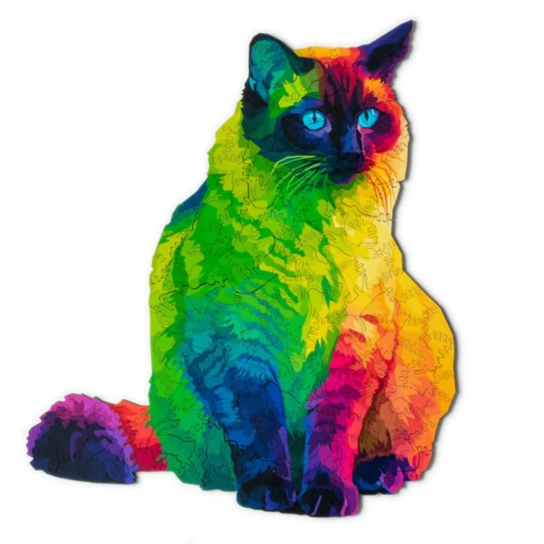 Wooden Jigsaw Puzzle Rainbow Cat、bestdiys、sdecorshop
