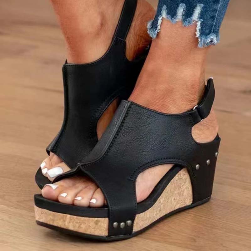 Women's Cork Platform Wedges Slingback Ankle Buckle Strap Sandals