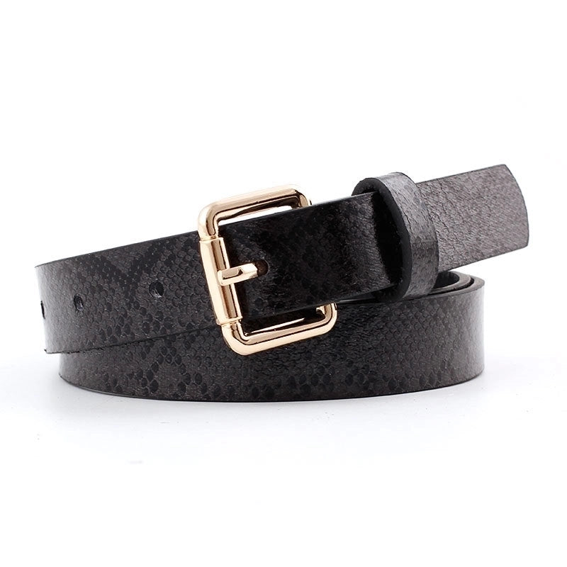 Basic Snakeskin Imitation Leather Alloy Women’s Leather Belts