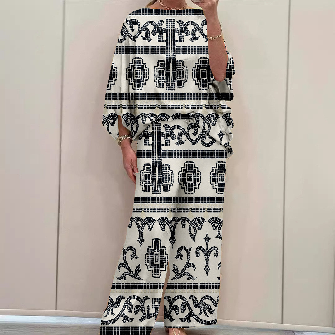 Women Long Sleeve V-neck Graphic Floral Printed Top