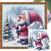 Gnome Playing With Snow - 11CT Stamped Cross Stitch - 40*40cm