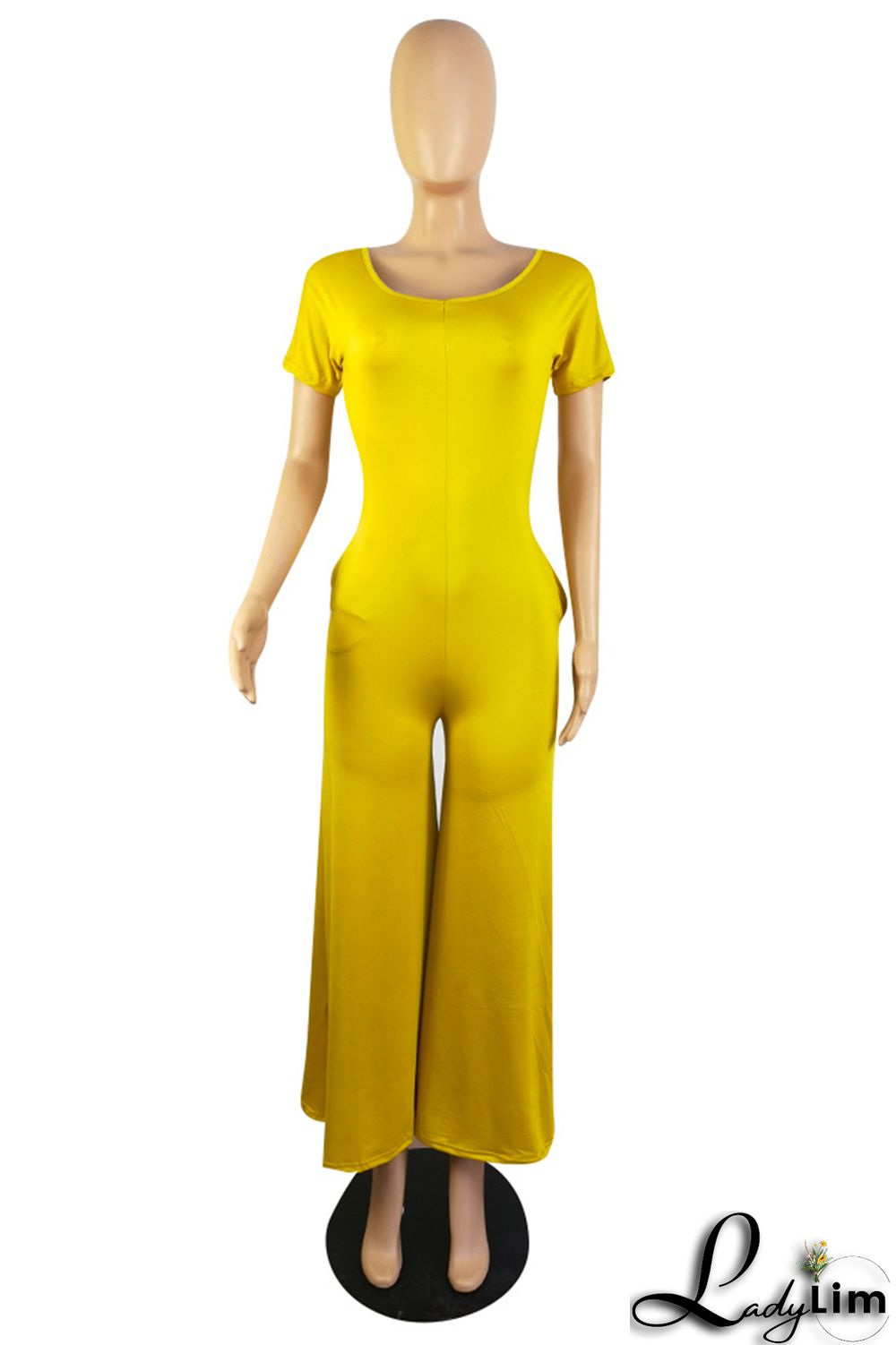 Pink Fashion Casual Solid Patchwork V Neck Regular Jumpsuits