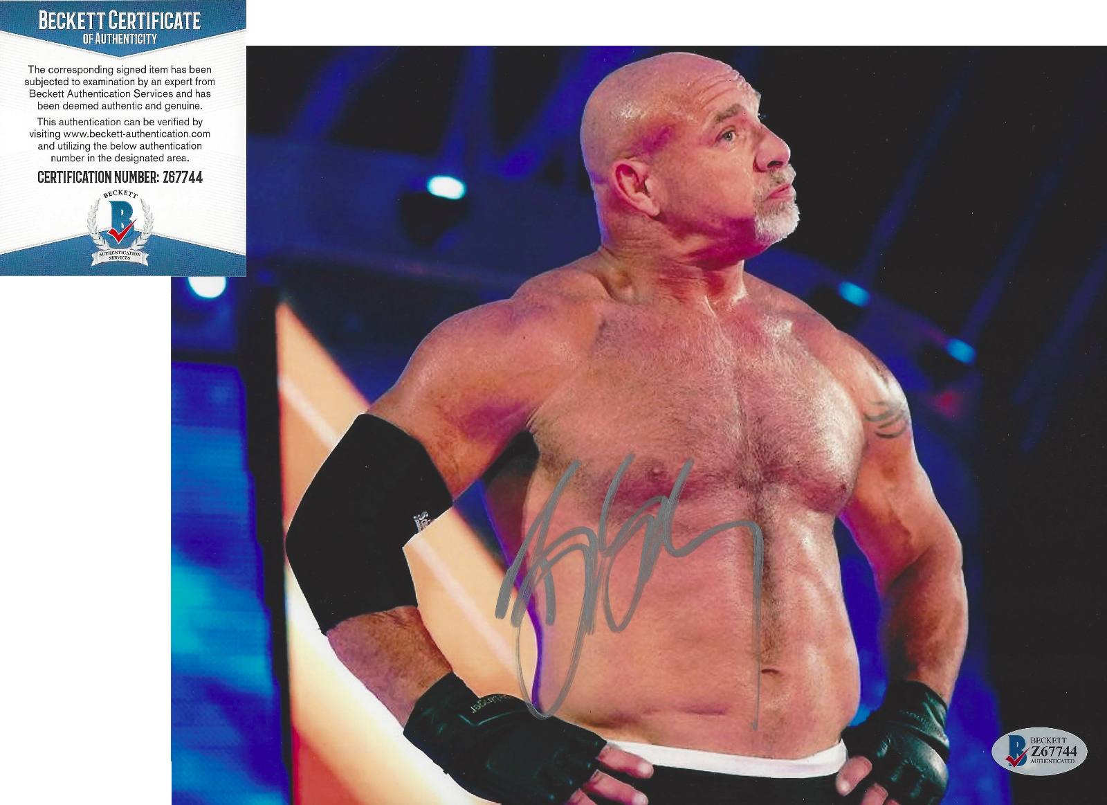 BILL GOLDBERG SIGNED WWE WRESTLING LEGEND 8x10 Photo Poster painting WWF E BECKETT COA BAS