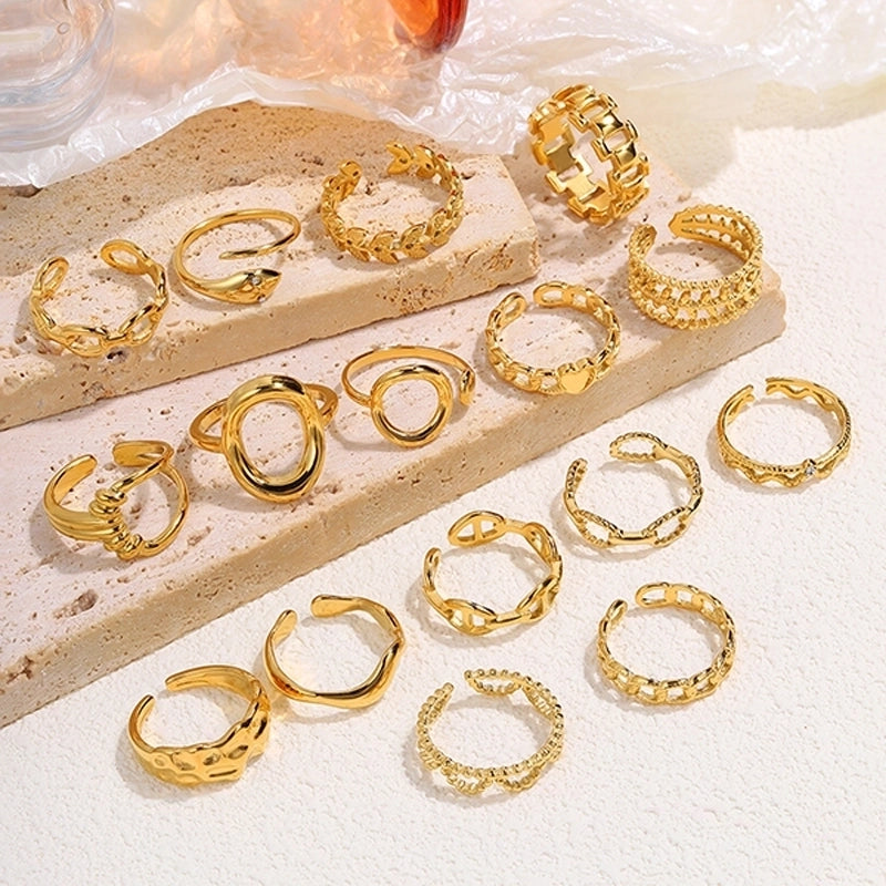 Elegant Minimalist Classic Style Solid Color 304 Stainless Steel Zircon Inlay Open Rings