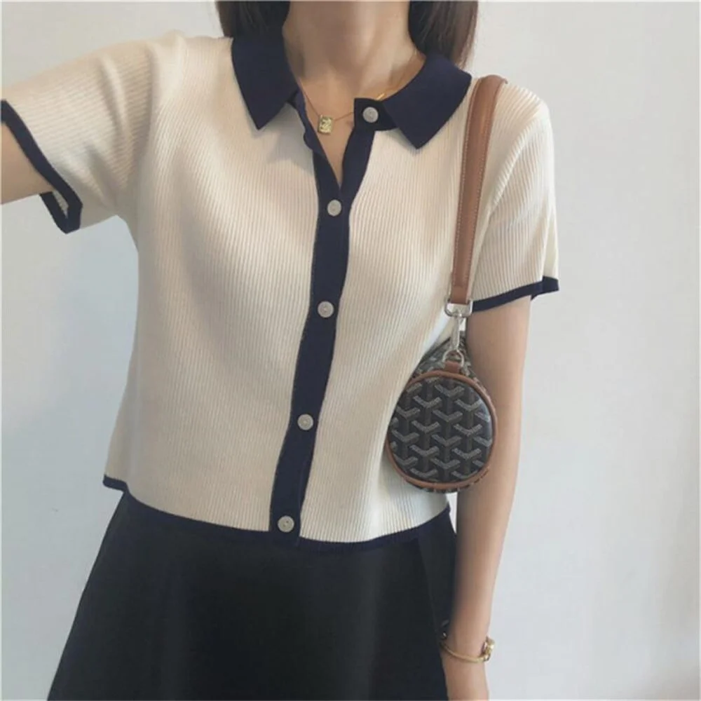 Short Sleeve Polo Shirt Women Fashion Casual Slim Summer Sexy Polo Mujer  Plus Size Lady Harajuku Polo Luxury Woman  Shirt