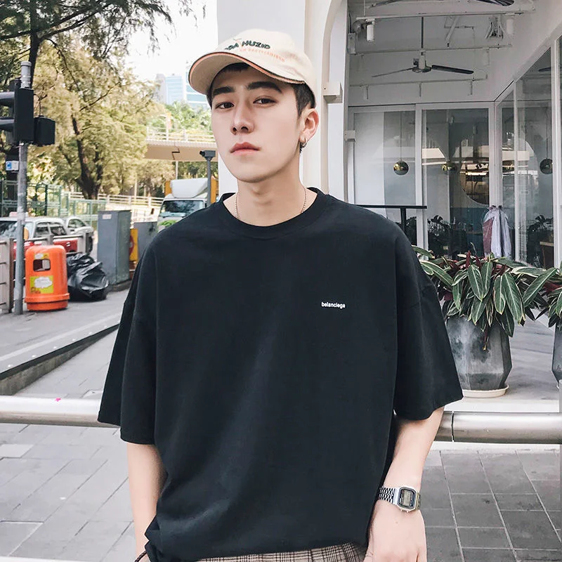 Aonga 2025 Summer New Solid T Shirt Simplicity Loose Comfortable Versatile Occident Style Hip Hop High Street Fashion Clothes Cotton aonga