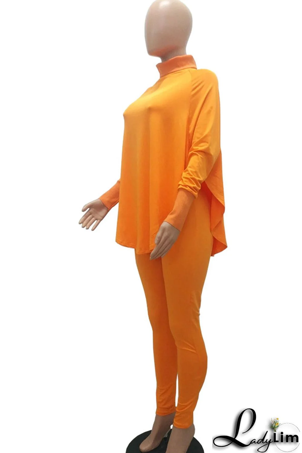 Blue Casual Solid Patchwork Turtleneck Long Sleeve Two Pieces