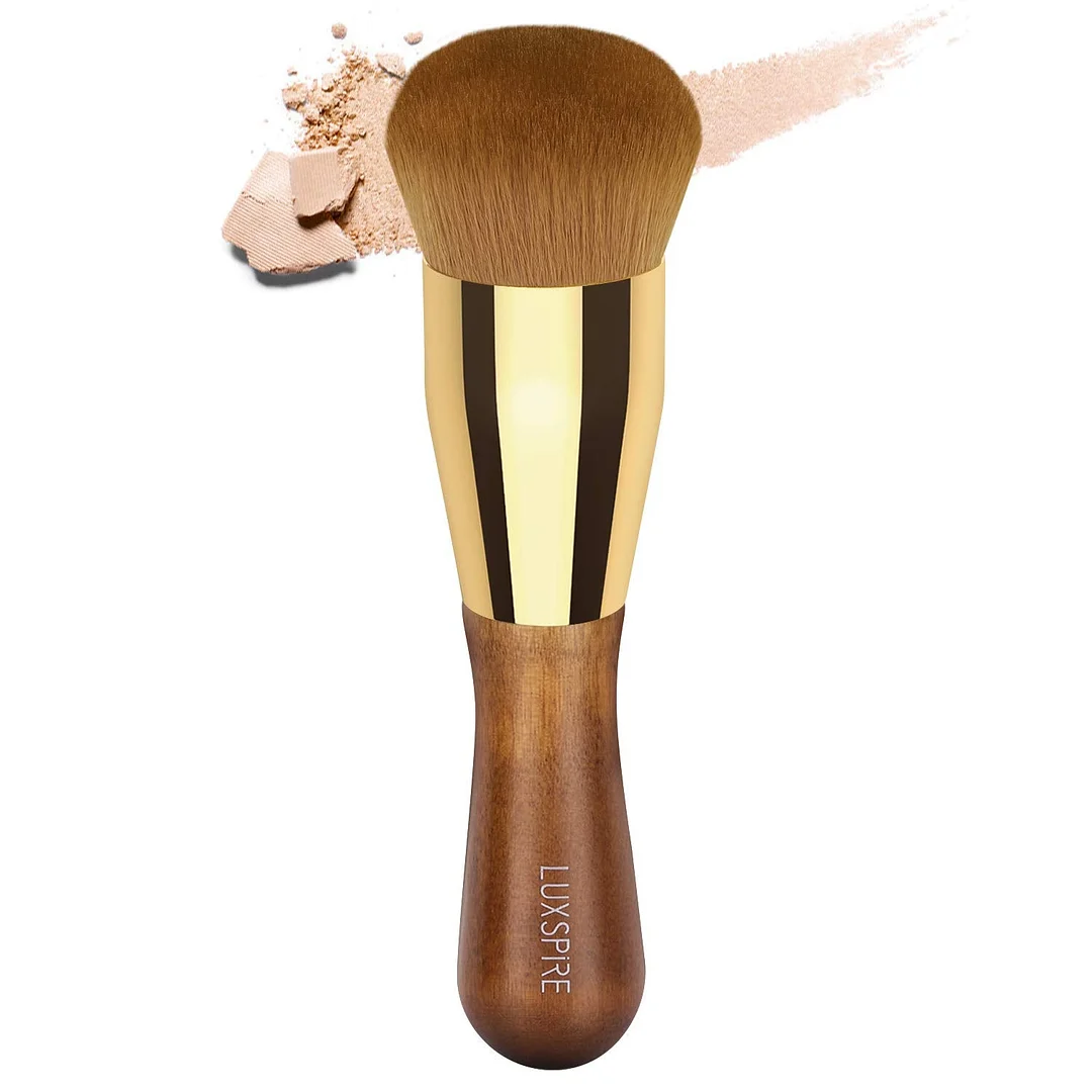 Professional Powder Kabuki Brush Soft for Blending Buffing, Contour, Stippling, Bronzer, Flawless Powder, Liquid Foundation, Wood Handle Cosmetics Make Up Tool