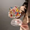 Luxury painted whiskey glass, premium liquor glass, household rotating tumbler glass beer glass