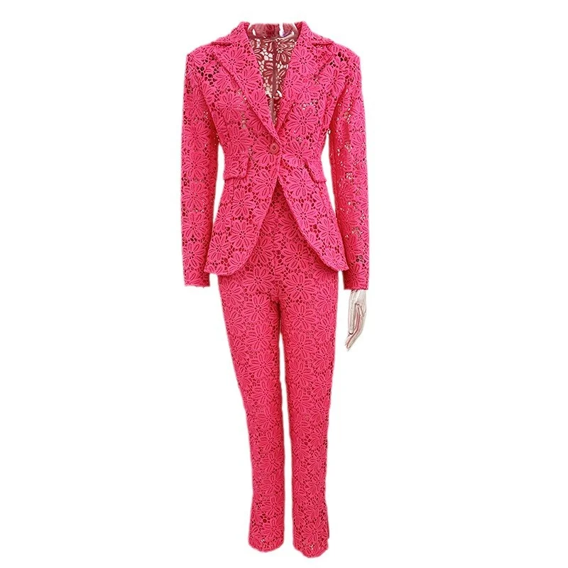 Nigikala Nigikala New Star Fashion Water-Soluble Lace Suit Small Foot Trousers Set Two Sets