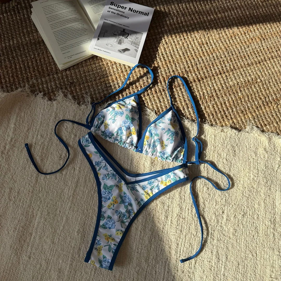 Uveng 2025 New Women's Split Leopard Print Sexy Swimsuit Women's Triangle Strap Swimsuit Bikini