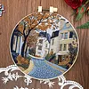 4pcs Town-DIY Embroidery Kit with Pattern Cotton Threads Needles Hoop Scissor 25*25cm tapestrymarket