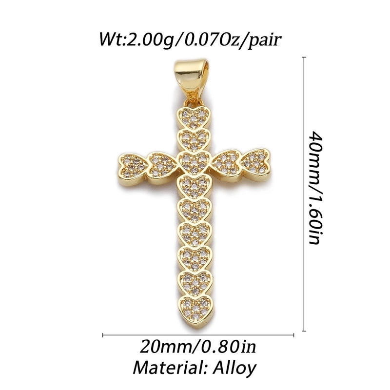 1 Piece Copper Zircon Cross Pendant