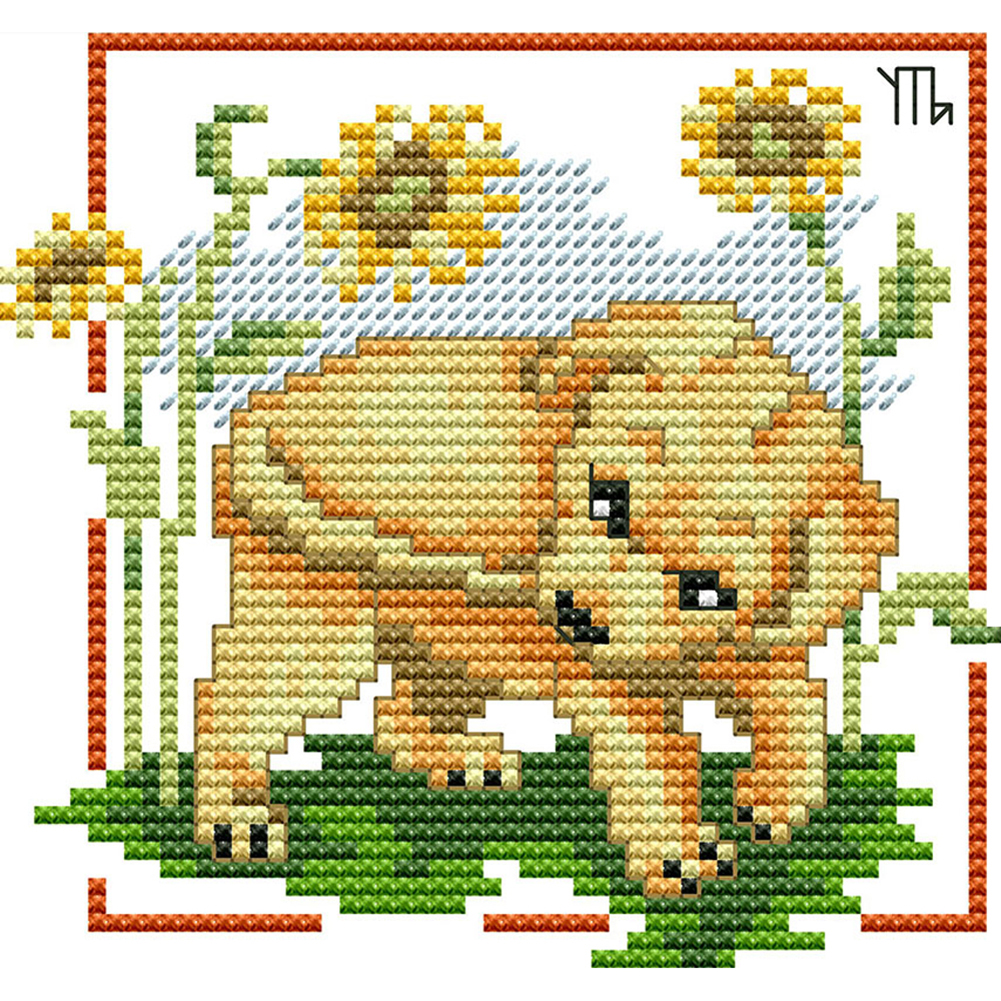 

Dog Biting Tail - 14CT Stamped Cross Stitch - 15*15CM, 501 Original