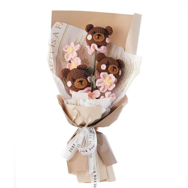 Brown Bear and Sakura Bouquet Crochet Kit Ventyled
