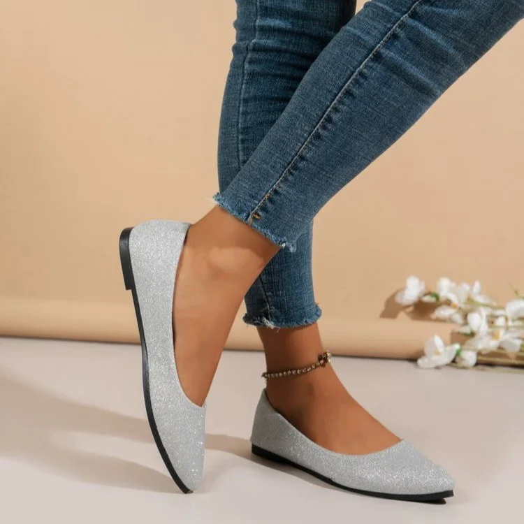 Breakj Breakj New Sleek Fashion Light-Mouthed Single Shoes Women's Bean Shoes Large Flat-Bottomed Tip Single Shoes