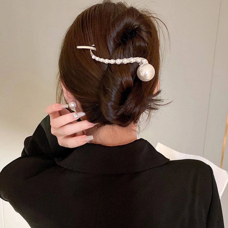 Elegant Fashion Geometric Flower Alloy Plating Inlaid Pearls Artificial Pearls Hair Clip