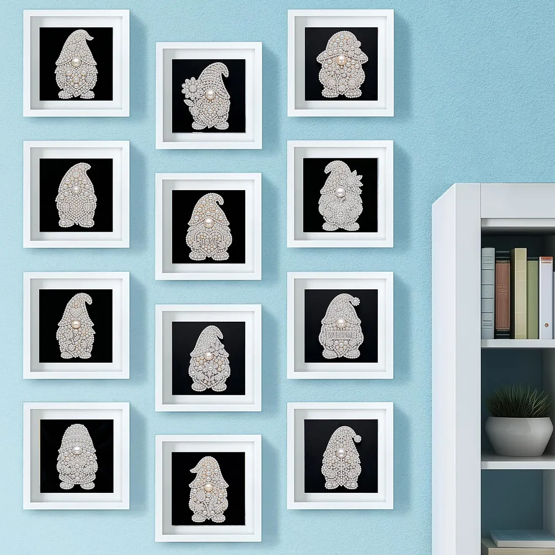 12pcs DIY Goblin Pearl Dot Painting No Frame Pearl Painting Art Kits 15x15cm Pearl Gem Paintings Picture Arts Craft for Adults Beginners Home Wall Decor