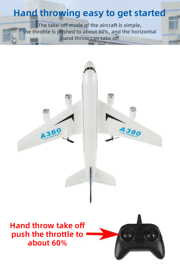 Tegooe Large Scale Passenger Jet RC Airplane - 24G Fixed Wing Foam Glider RTF Outdoor Toy