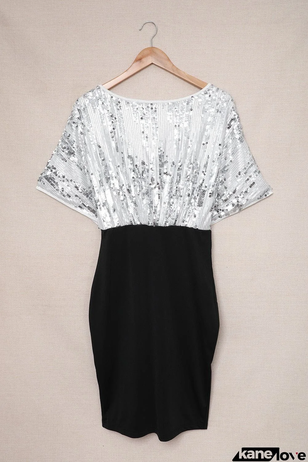 Sequin Batwing Top Midi Dress
