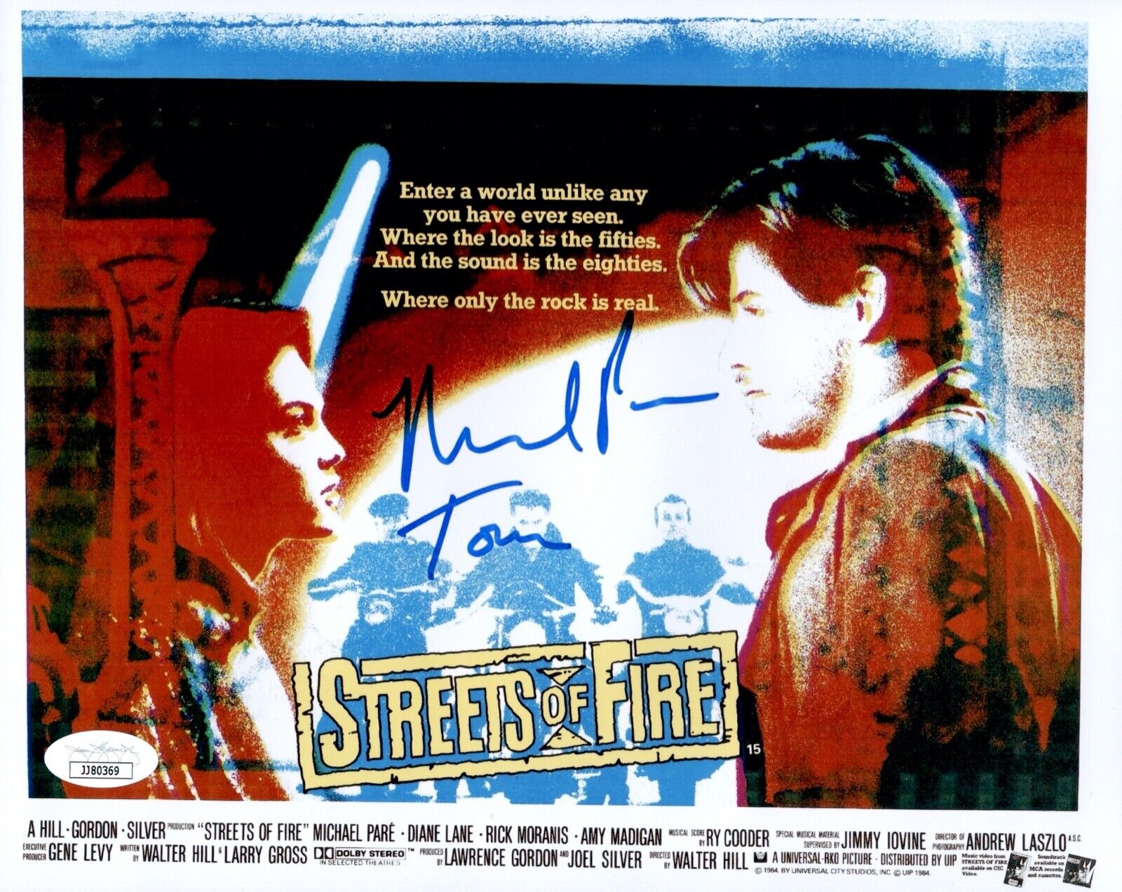 MICHAEL PARé Signed 8x10 STREETS OF FIRE Photo Poster painting PARE Autograph JSA COA Cert