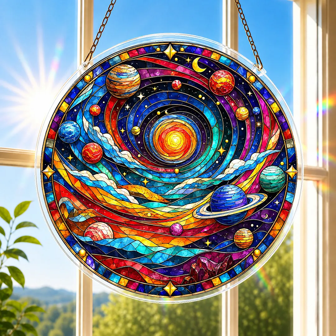 Celestial Solar System Stained Glass Suncatcher Puzzle