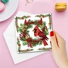 6Pcs Christmas Red Flower DIY Diamond Painting Card for Friends Family Gift