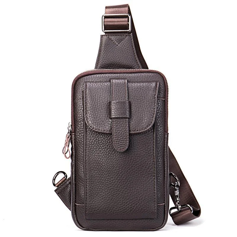 Outdoor Daily Casual Leather Crossbody Packs Chest Bag For Men