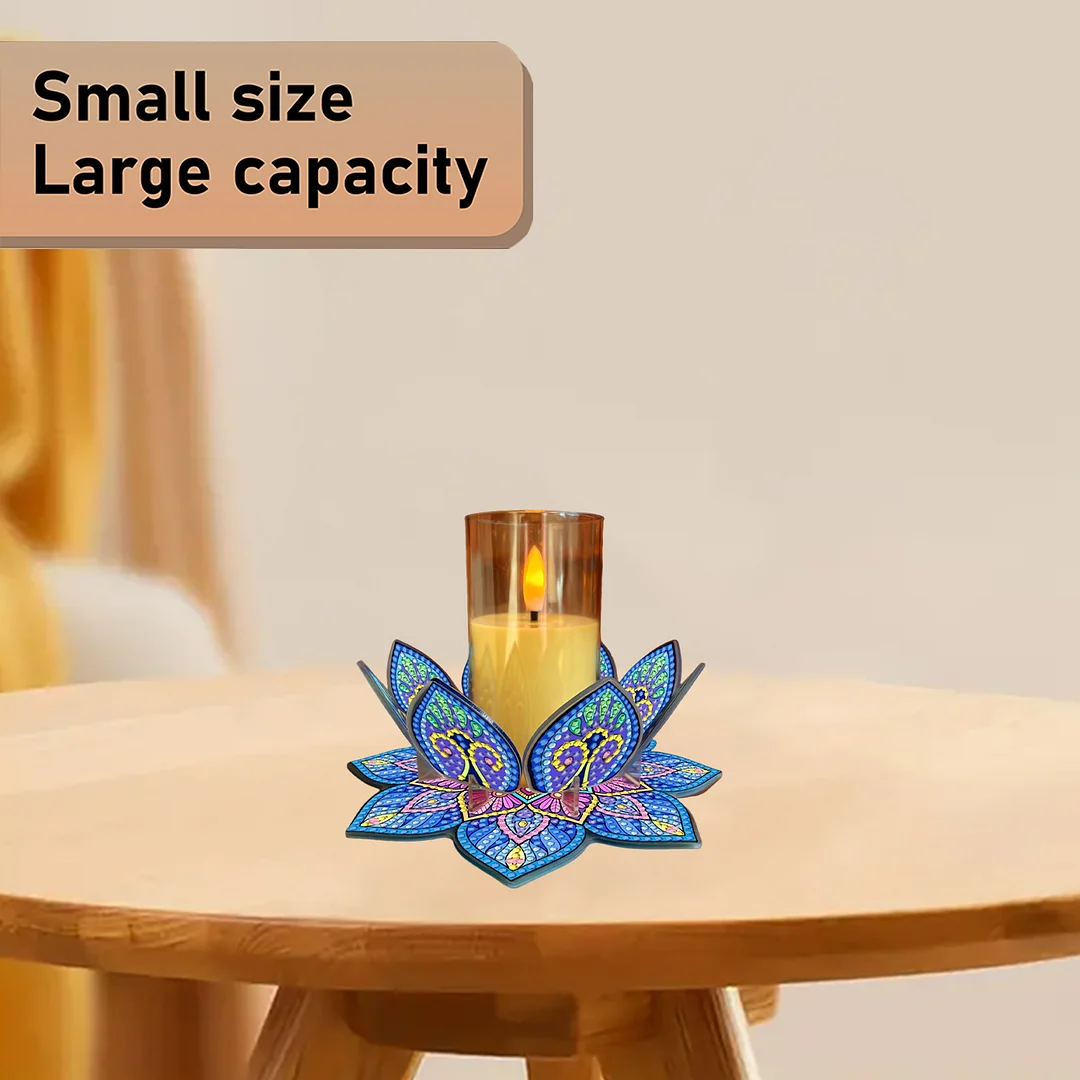 Mandala Lotus-G Acrylic DIY Diamond Painting Candle Holders Without Candles Crystal Painting Tealight Candle Stand Table Centerpiece for Adults Beginners Home Party Decor