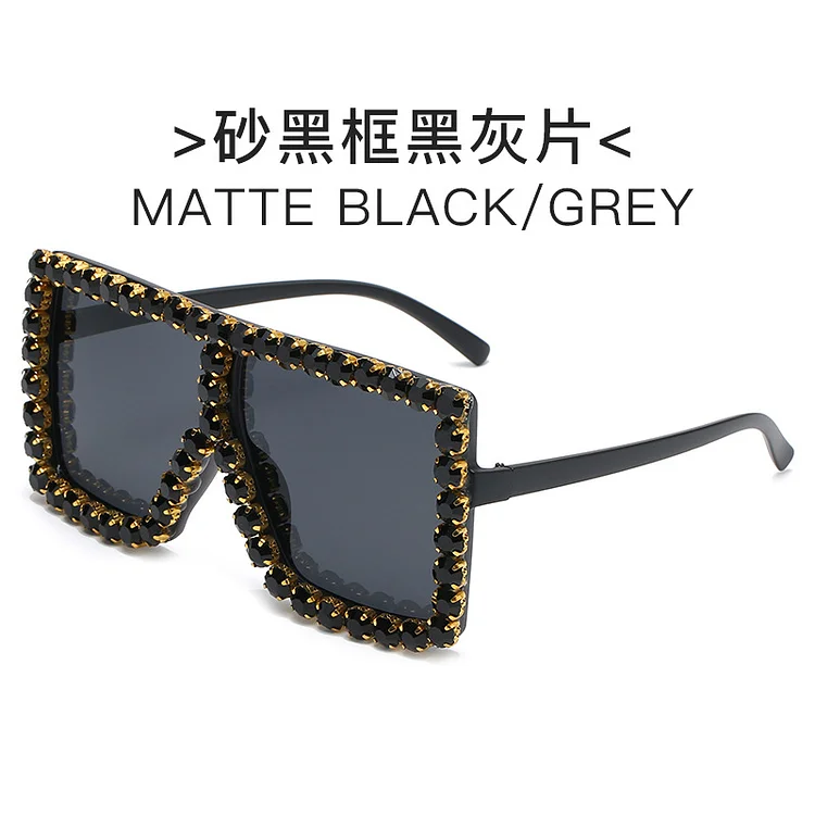 New Large Frame Diamond Sunglasses Personalized Women's Sunglasses  Street Shooting Cool Square Sunglasses