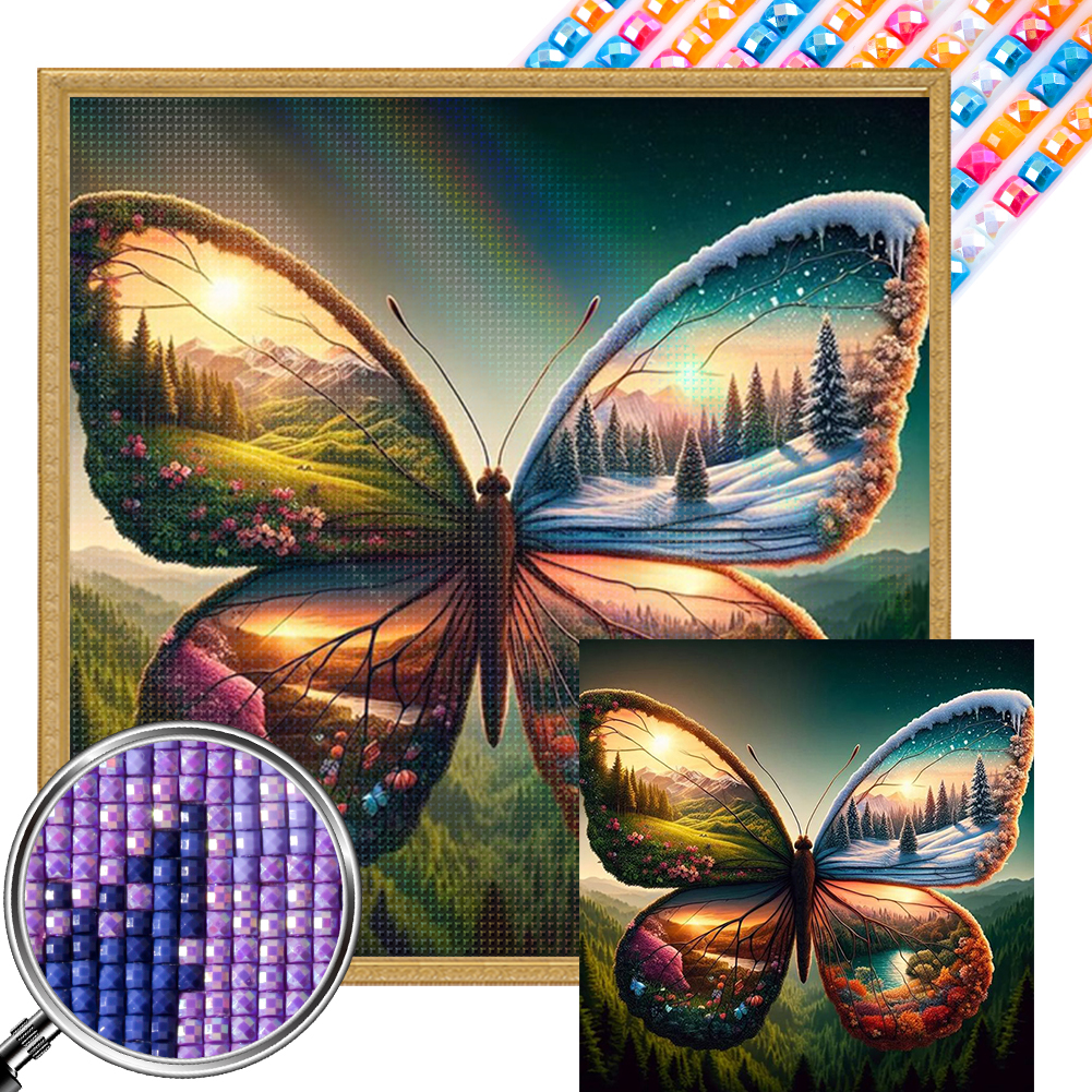 Butterfly 40*40cm(picture) full square drill diamond painting with 3 to 5 colors of AB drills
