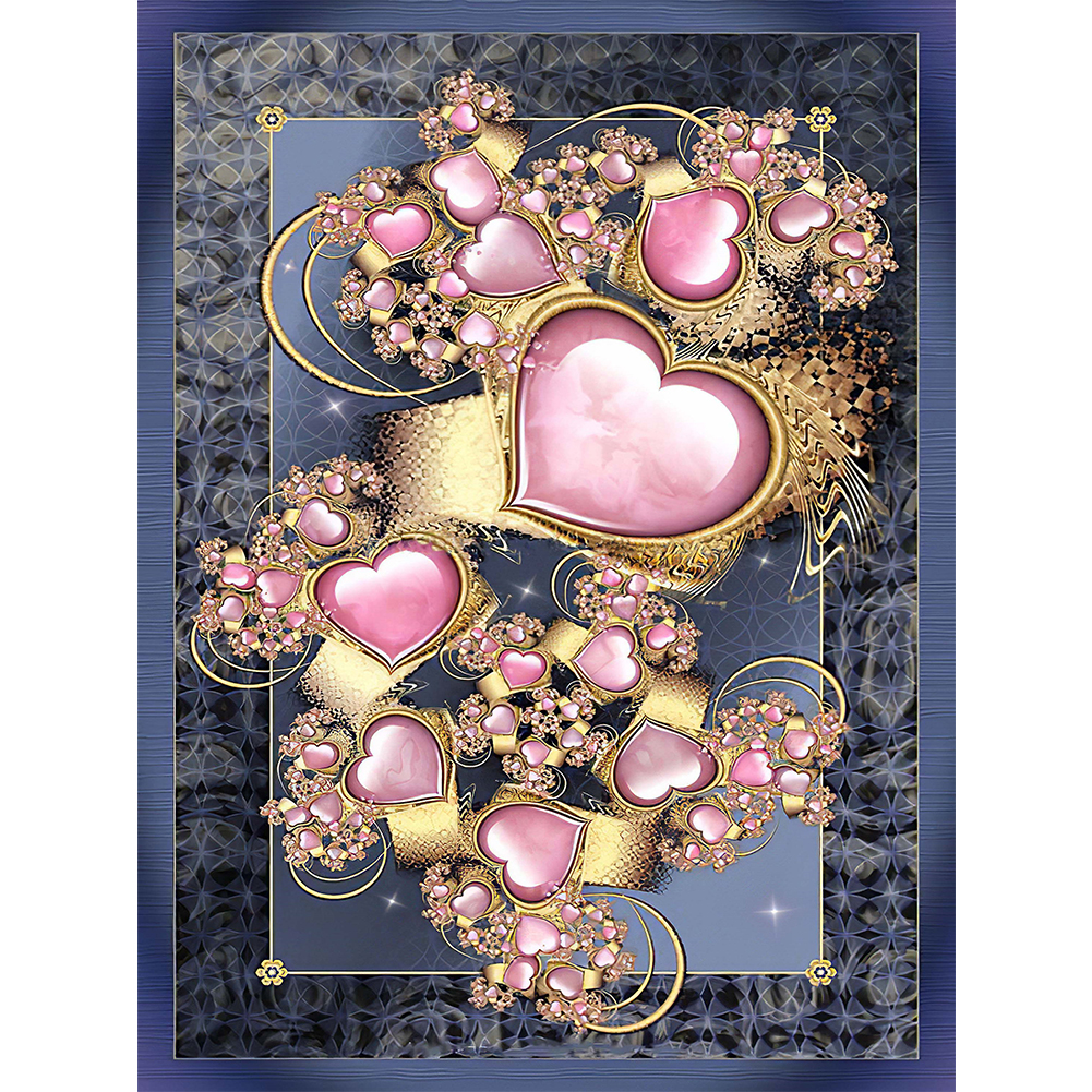 Pink Heart 30*40cm(canvas) full round drill diamond painting