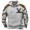Men's Hoodie Vintage Hunting Deer Woods Print Pocket Long Sleeve Daily Tops by Inlyline