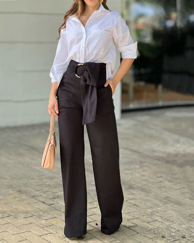 Lapel Casual Two Piece Set