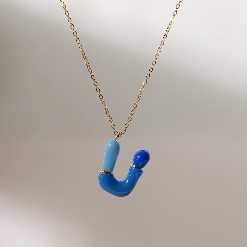 Copper 14K Gold Plated Chain Letter Pendant Necklace