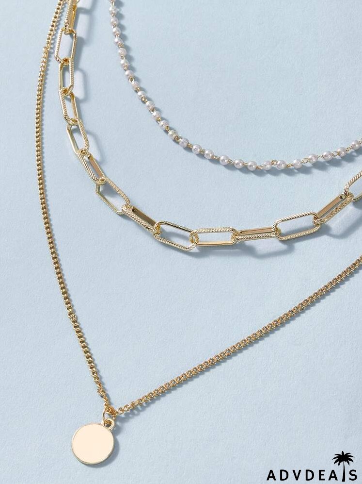 Disc Charm Layered Necklace