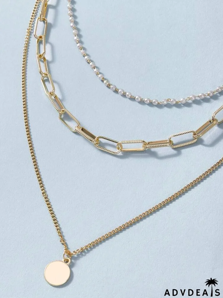 Disc Charm Layered Necklace