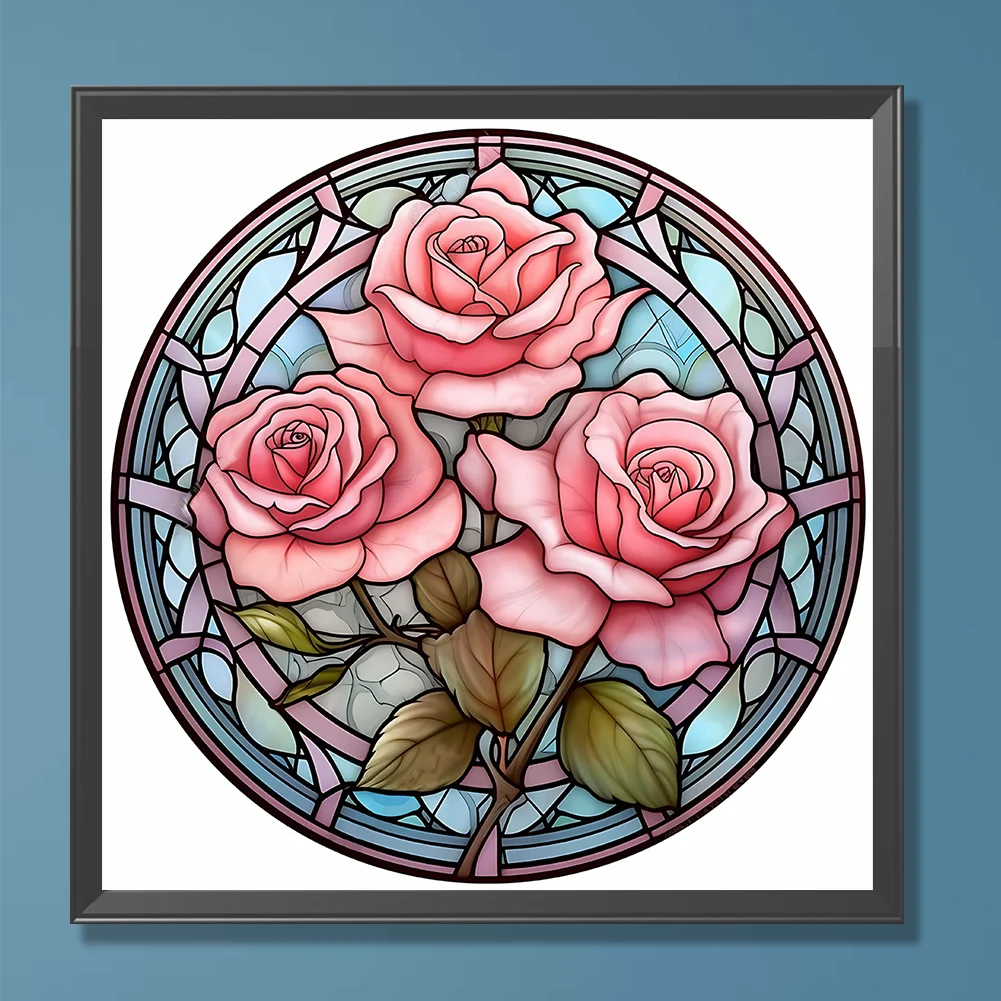 Diamond Painting - Full Round Drill - Stained Glass Flower(30*30cm)