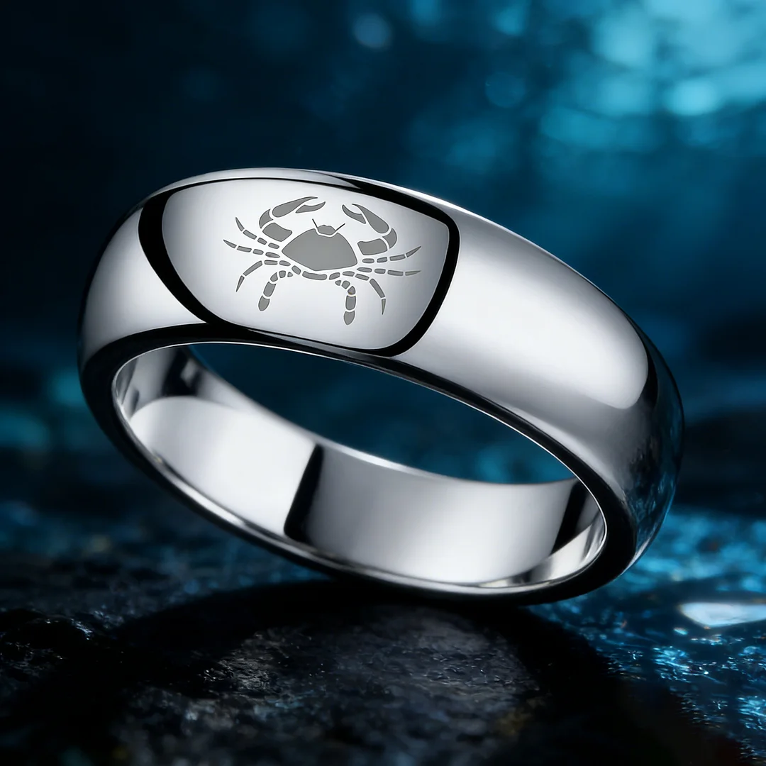 Sliver Cancer Couples Dome Tungsten Carbide Rings Prints Laser Design Domed Tungsten Wedding Bands 4MM 6MM 8MM Width