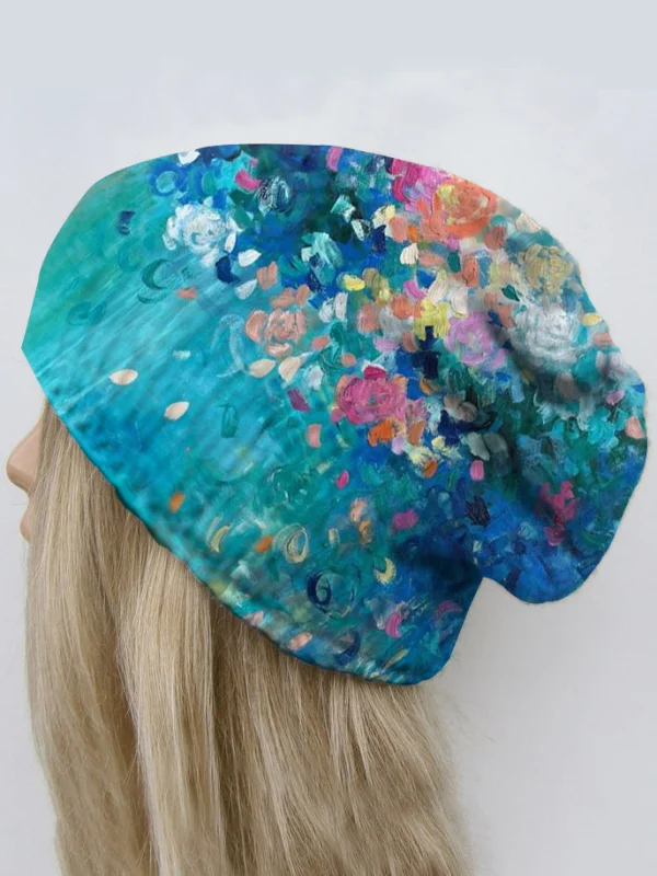 Retro floral pirnt casual warm hat cap