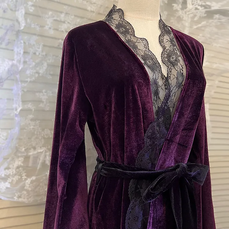 LAYERING ROBE WITH LACE INSERT VIOLET CITY main image 0