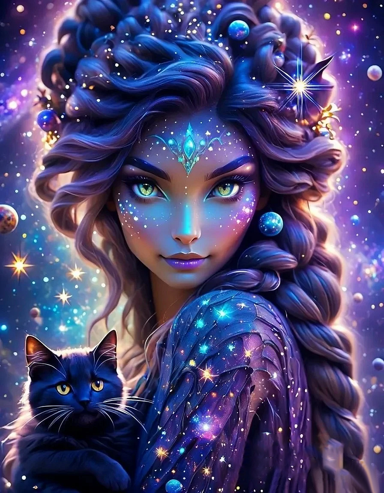 Fantasy Sparkling Cat Girl 40*50CM Diamond Painting gbfke