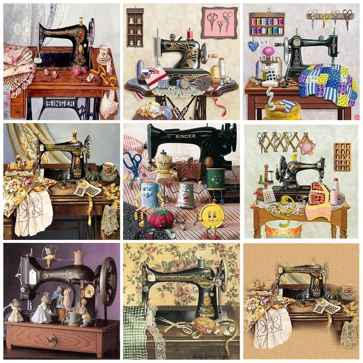 Diamond Painting - Full Round/Square Drill - Sewing Machine(30*30 - 50*50cm)