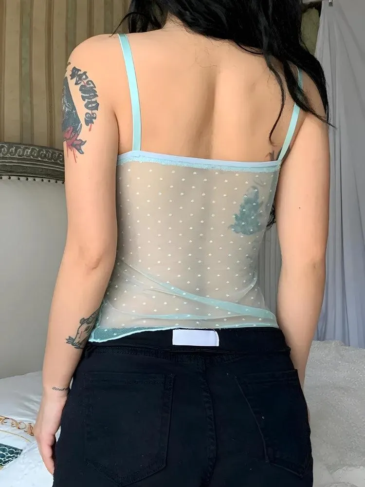 Brownm Sheer Mesh Top