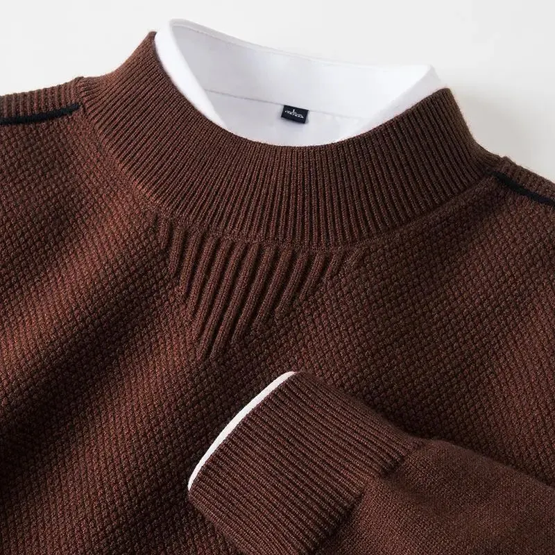 Men's Jacquard Knit Jumper &ndash; Textured Mock Neck Sweater &ndash; view 2