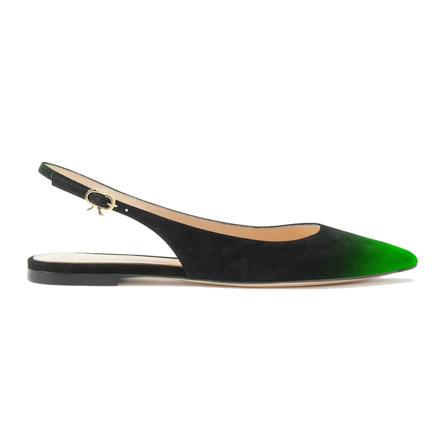TAAFO Black Slinbacks Women's Flats Pointed Toe Ladies Concise Casual Dress Shoes Buckle Strap 