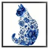 Blue And White Porcelain-Cat-Partial 11CT Stamped Cross Stitch Bead Embroidery 36*36cm