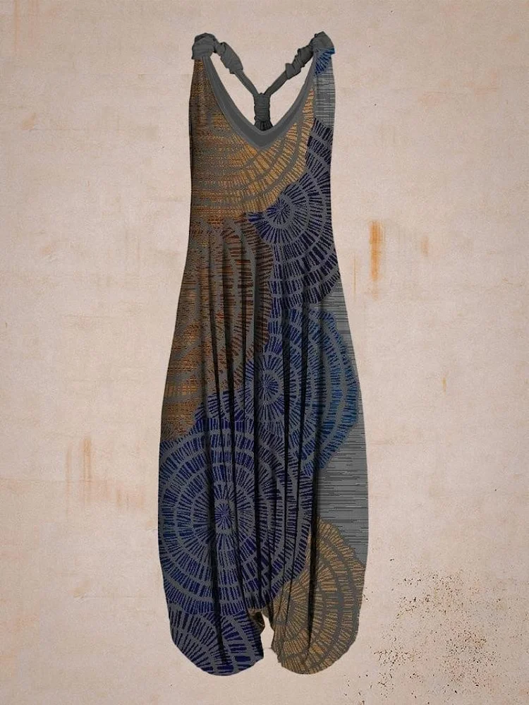 Ethnic Printed Loose Sleeveless Jumpsuit shopify Stunahome.com